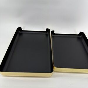 Vtg 1984 Eldon Emphasis 6000 Brass Gold & Black Desk paper Tray set of 2 HEAVY
